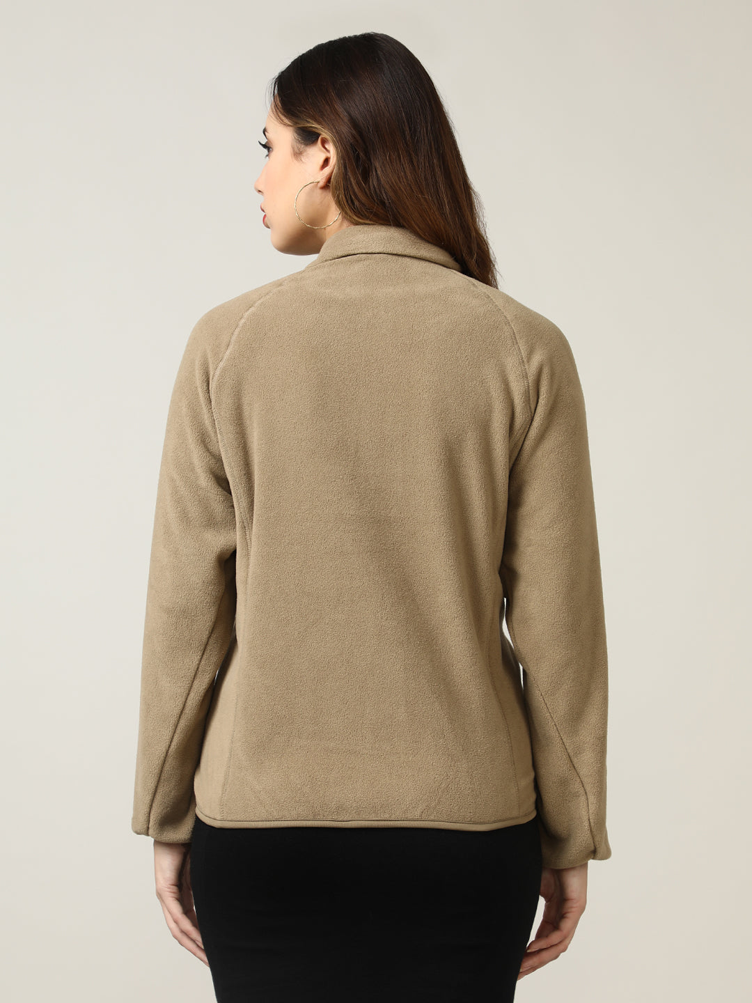 Cozy Tan Fleece Full-Zip Sweatshirt