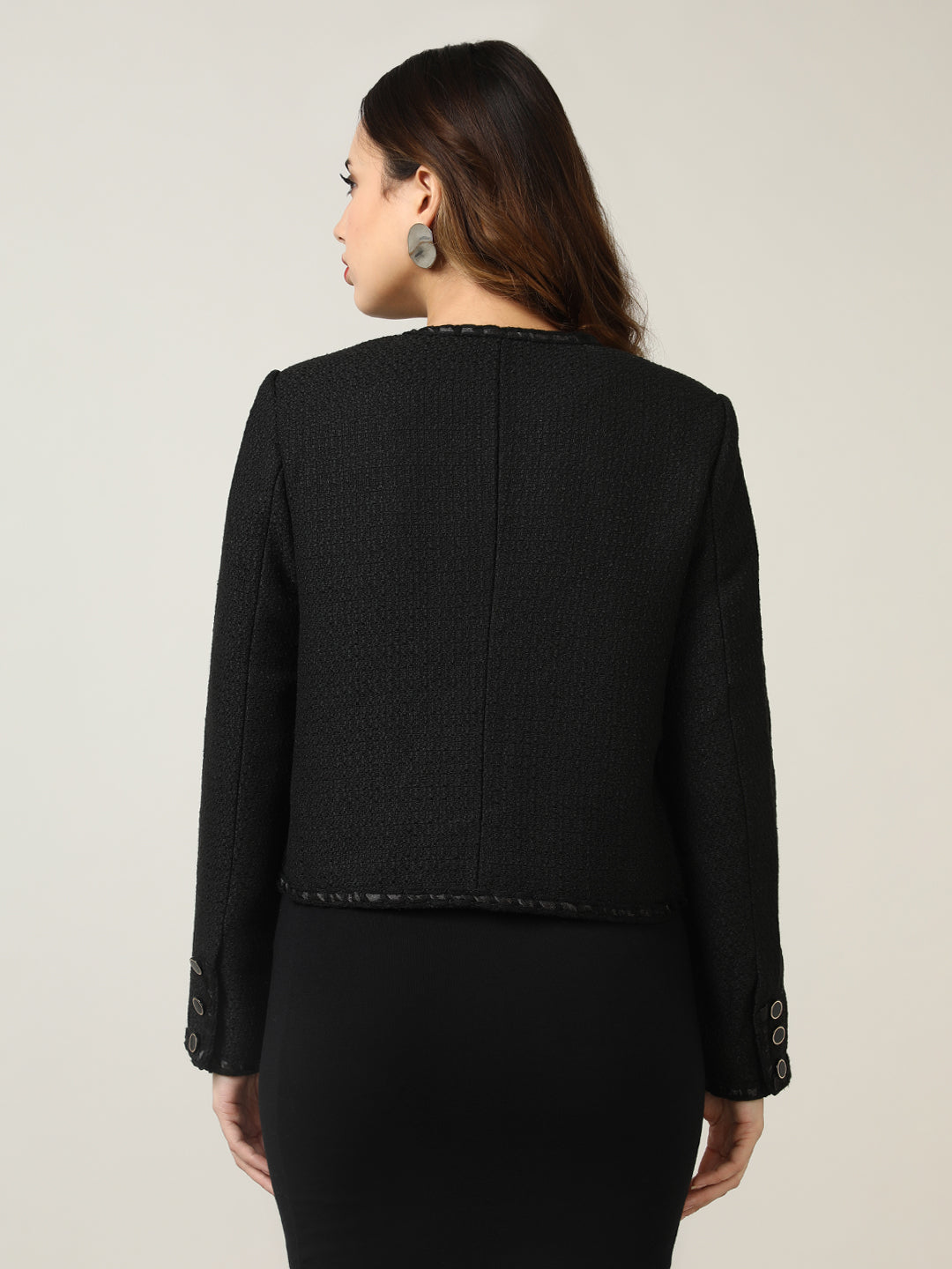 Women's Black Heritage Cropped Tweed Jacket