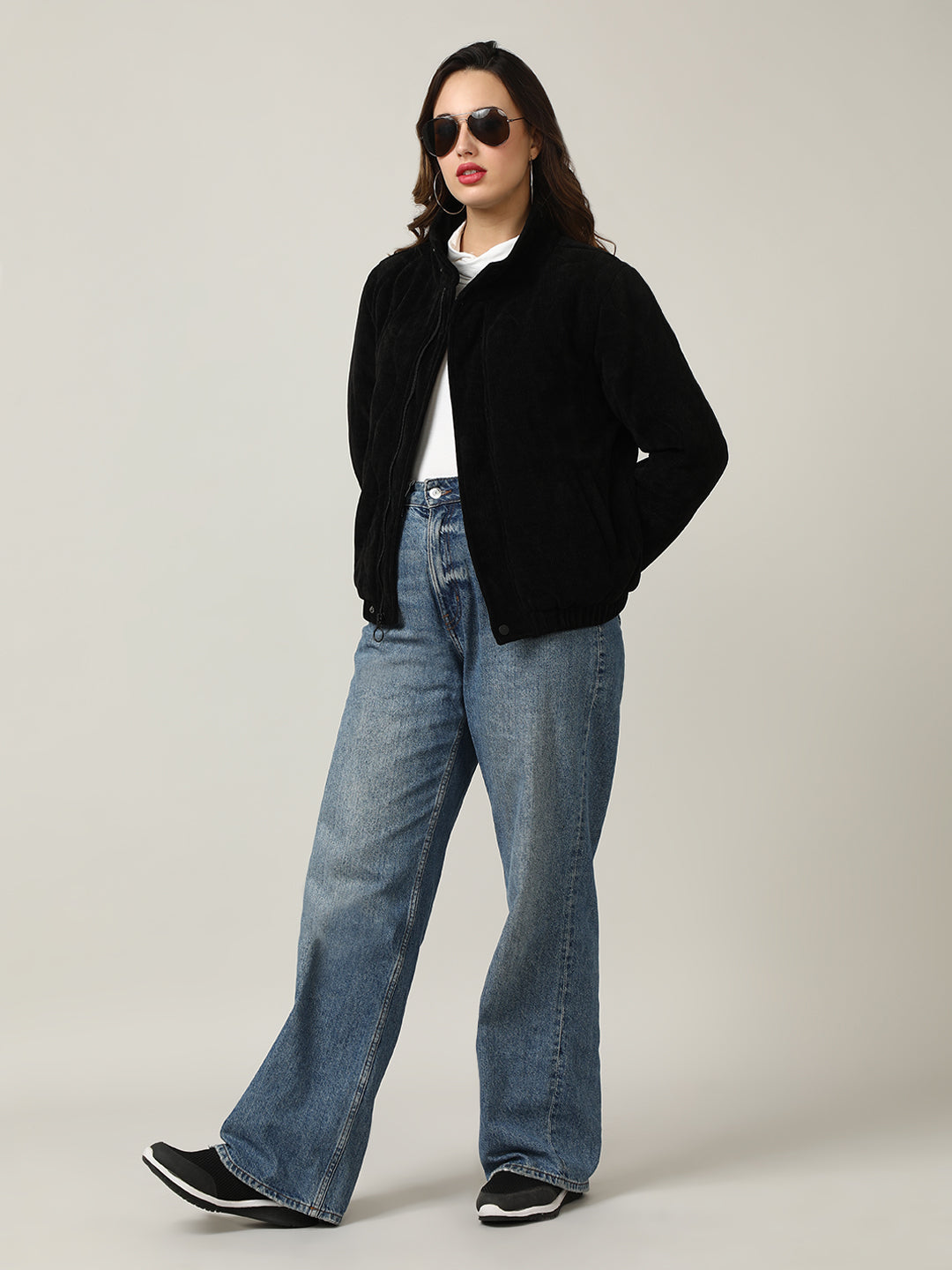 Quilted Black Corduroy Puffer Jacket