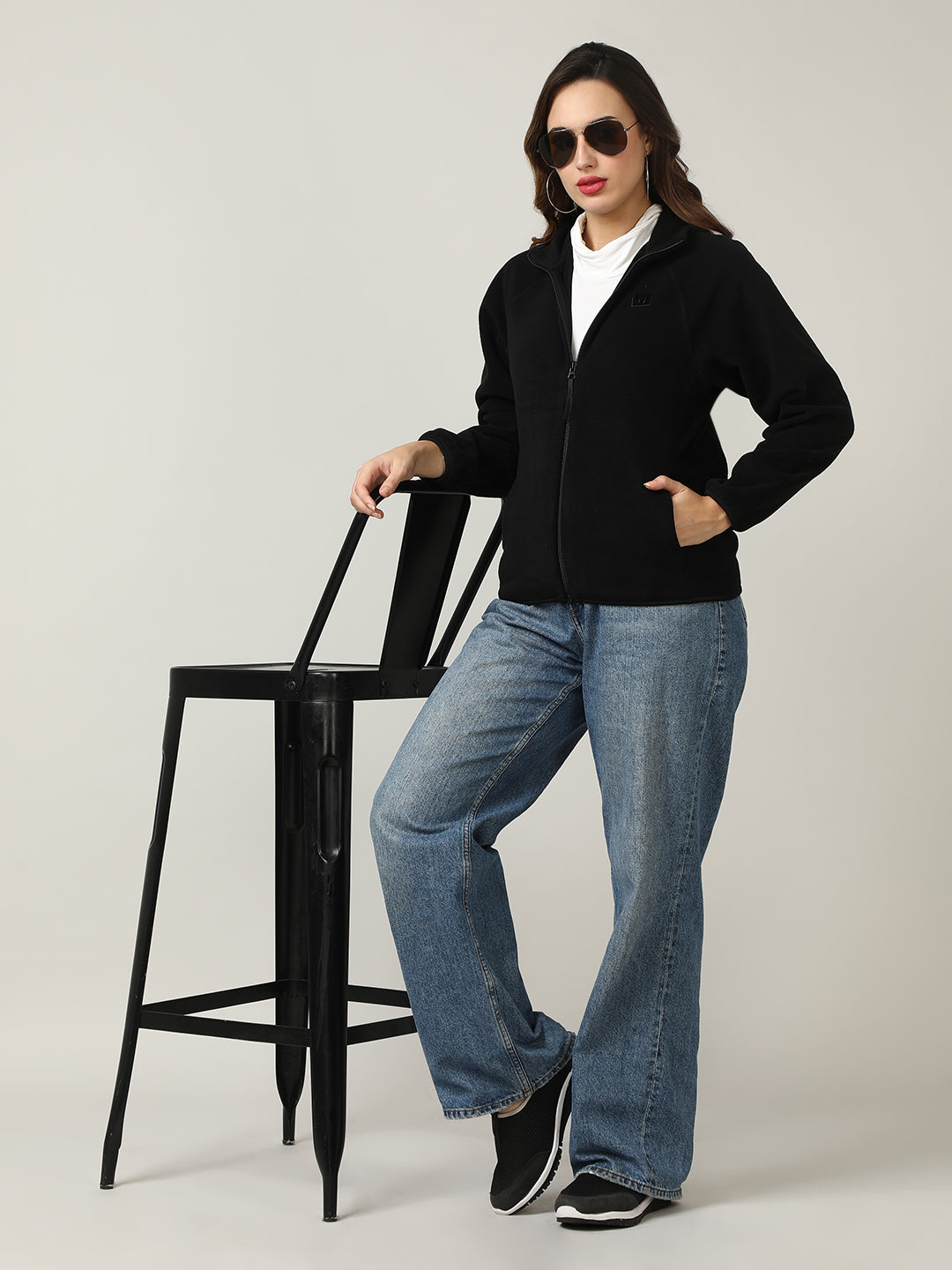 Cozy Black Fleece Full-Zip Sweatshirt