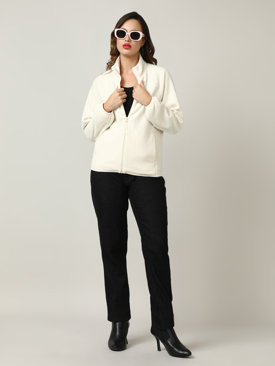 Cozy Cream Fleece Full-Zip Sweatshirt