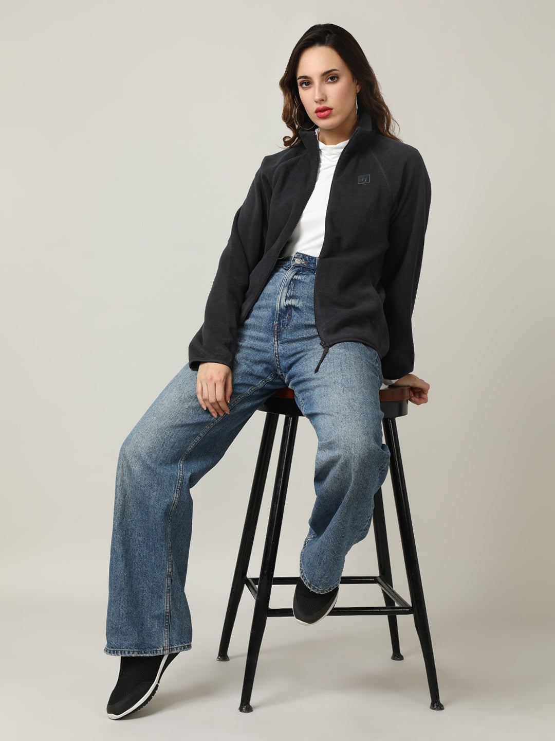 Cozy Grey Fleece Full-Zip Sweatshirt