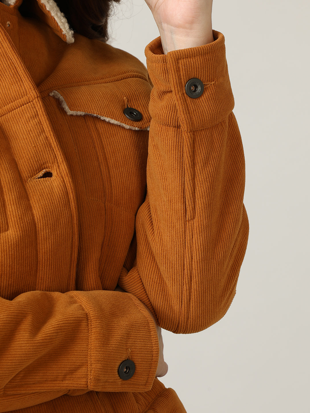 Cozy Mustard Corduroy Jacket with Shearling Collar