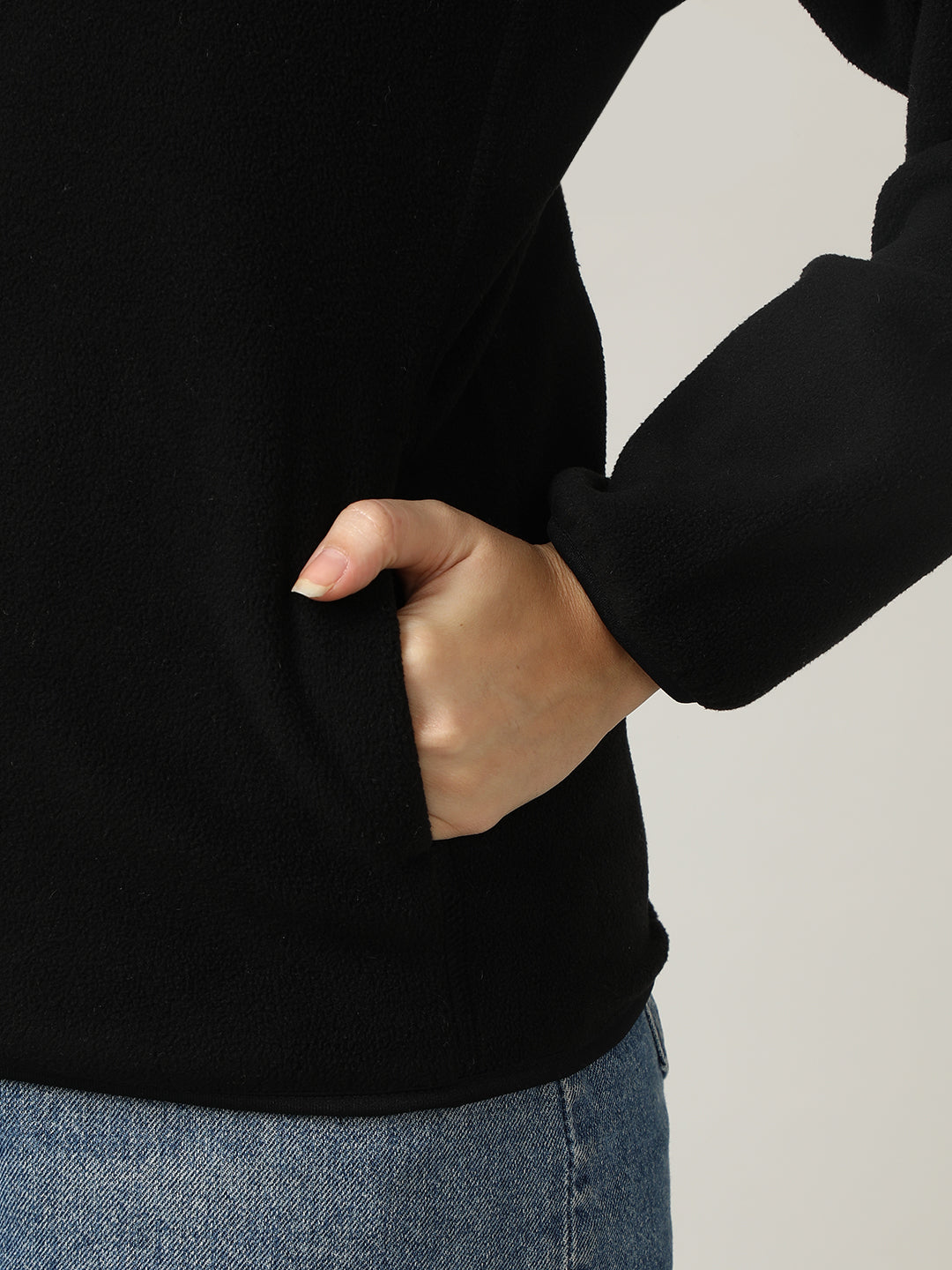 Cozy Black Fleece Full-Zip Sweatshirt