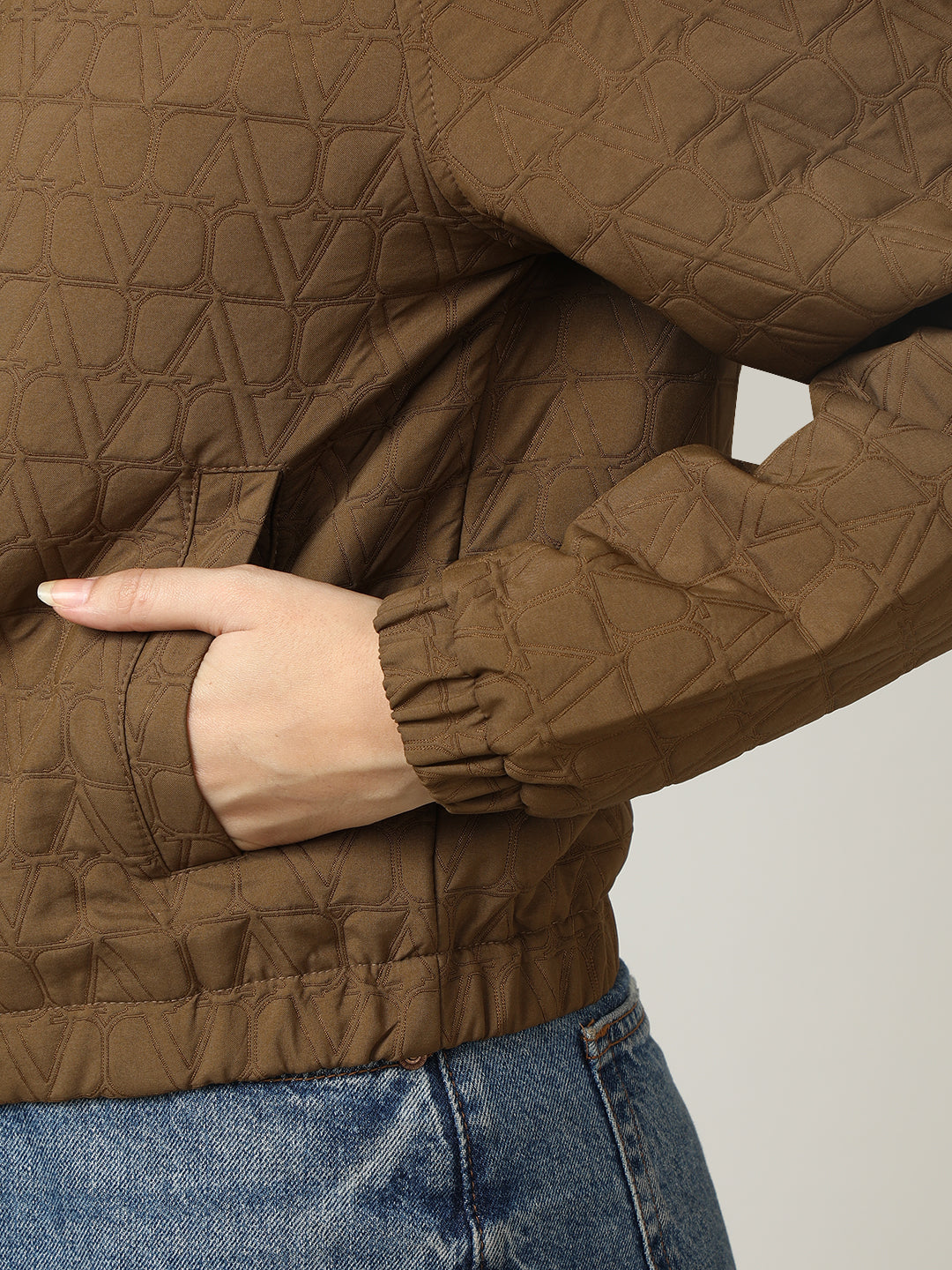 Women's Cream Short Length Quilted Jacket
