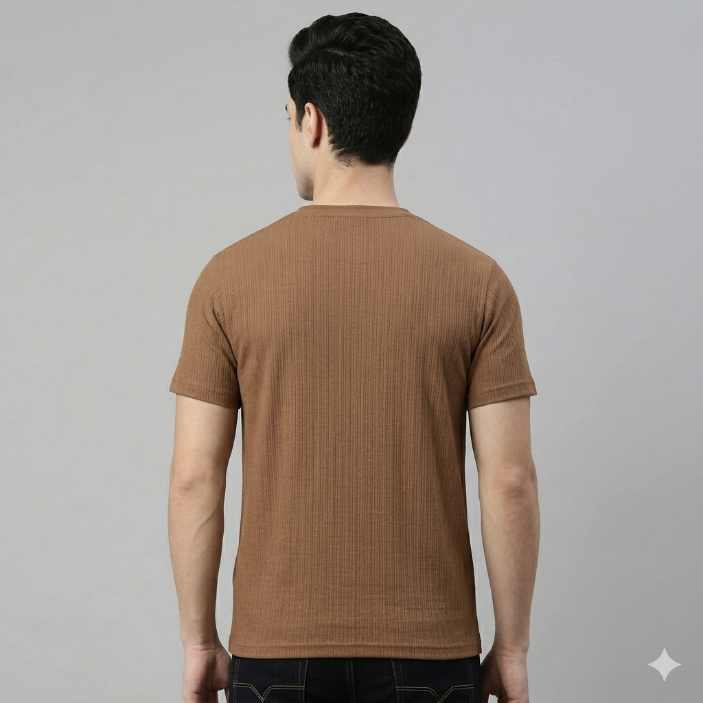 Men's Grey Cotton Blend Round neck T-Shirt