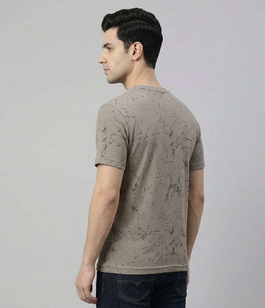 Men's Green Cotton Blend Round neck T-Shirt