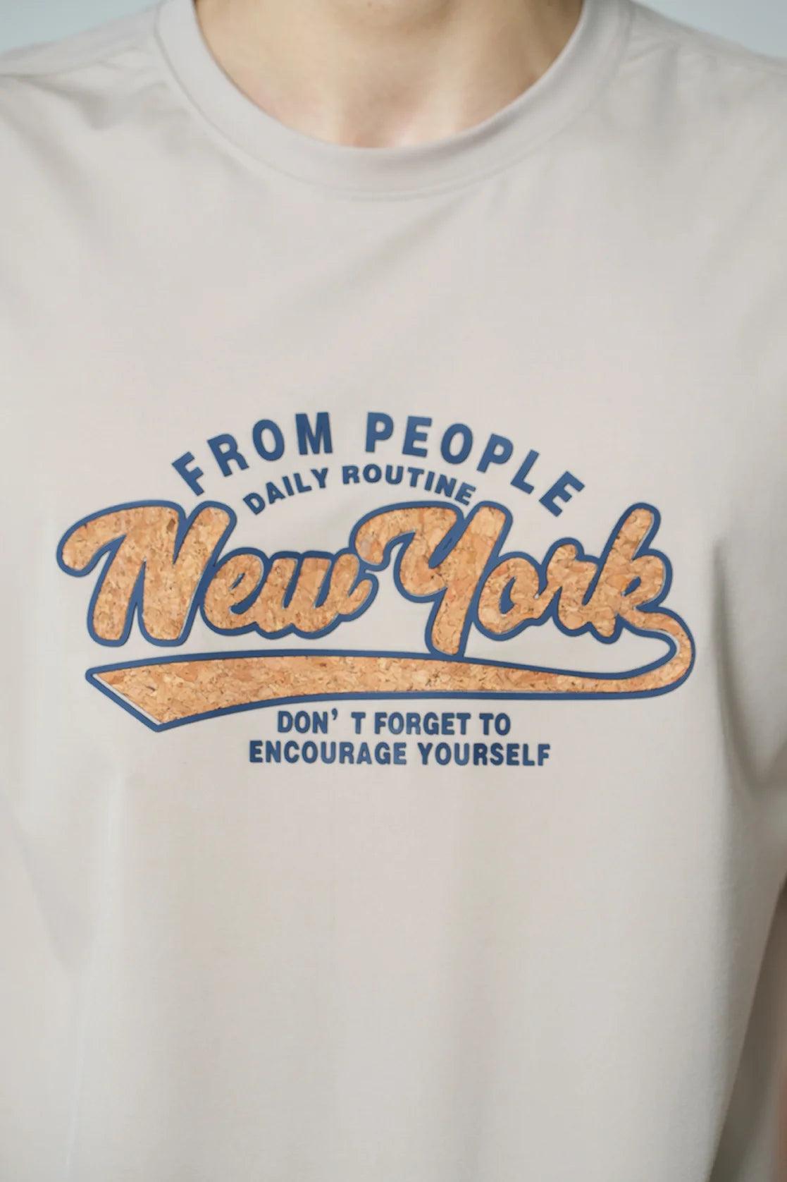 Discover the perfect wardrobe upgrade with Fort Collins Men's Beige Stretchable T-Shirt featuring a unique New York graphic print. Now available for online purchase from anywhere in India.