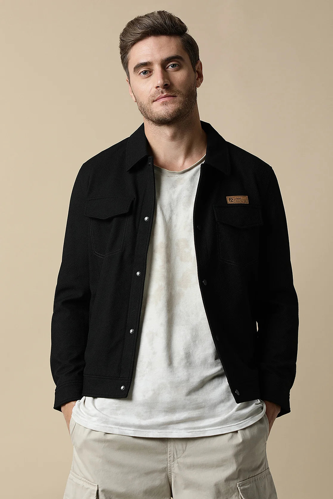 Black button up jacket online