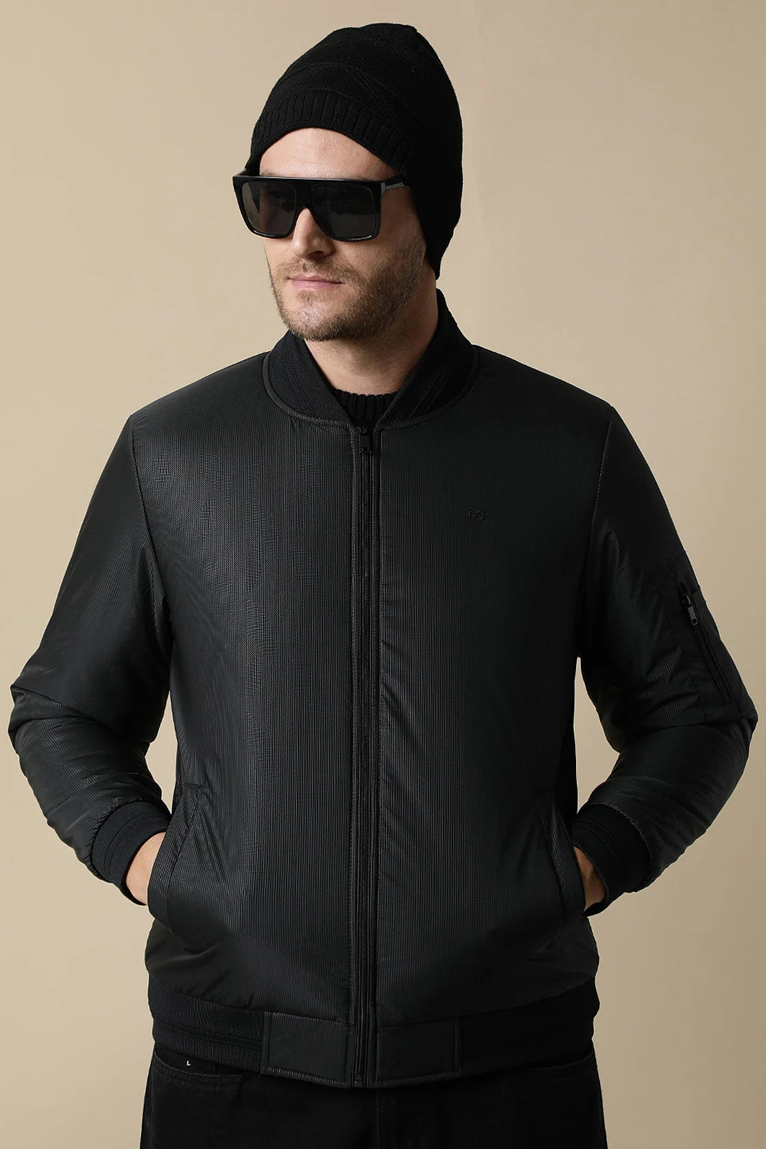 Discover the perfect addition to your wardrobe with the Fort Collins Men's Black Lightweight Jacket featuring a ribbed collar. Available for online purchase in India, get yours today!