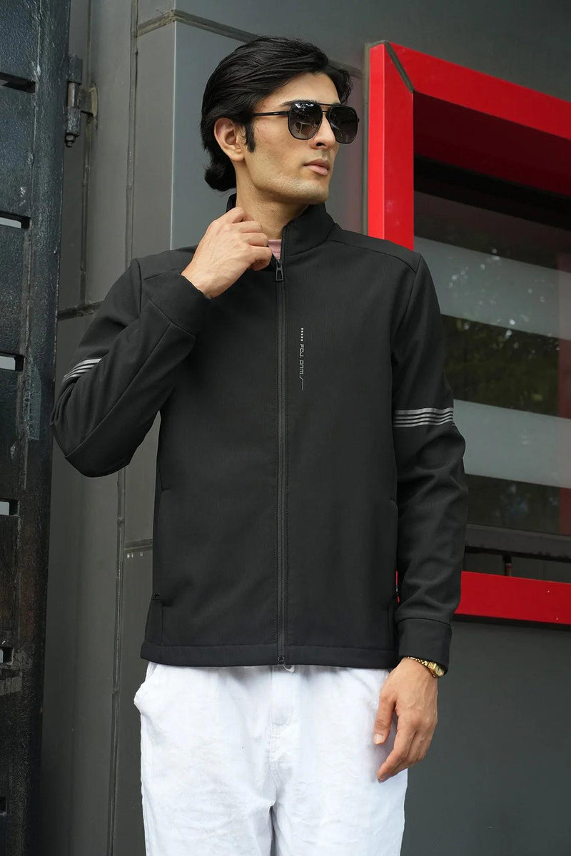 Buy Fort Collins Men s Black Lightweight Windbreaker Jacket with Embossed Sleeves Online in India