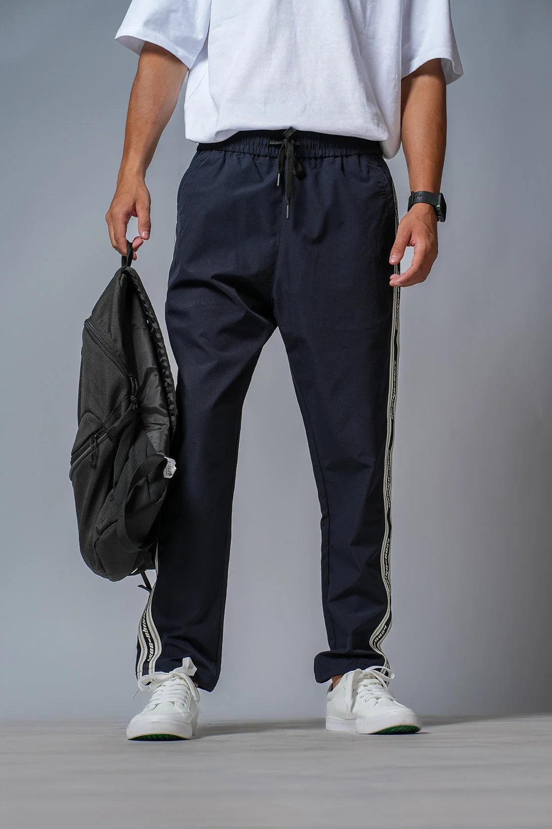 Buy Fort Collins Men's Black Ripstop Track Pant with Zipper Pockets Online in India