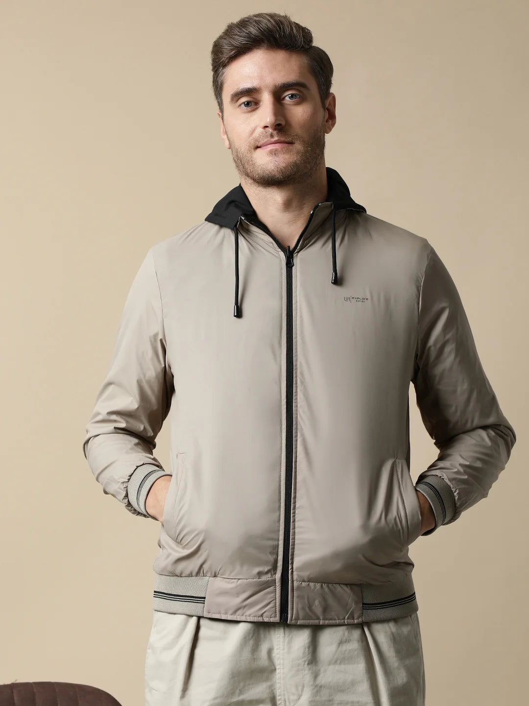 Shop online now for Men's Black Reversible Windbreaker With Detachable Hood by Fort Collins. Enhance your wardrobe with trendy styles, available in India.