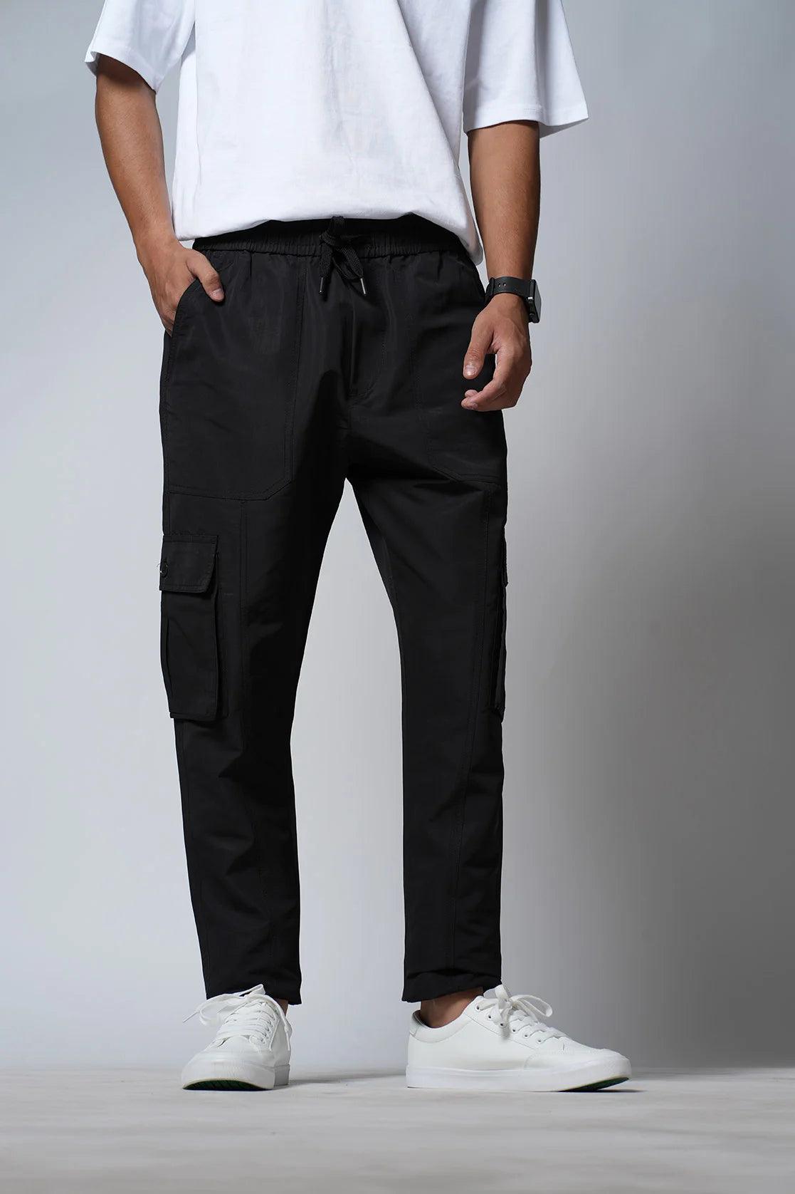 Order the Men's Black Smart Fit Track Pant with Multi Pockets online in India from the trusted brand Fort Collins.