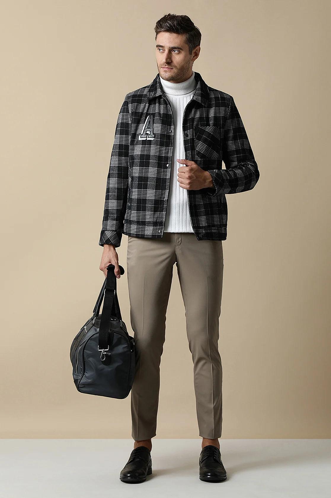 Upgrade your wardrobe with Fort Collins' Men's Checkered Tweed Shacket, featuring a quilted lining, now available for purchase online from anywhere in India.