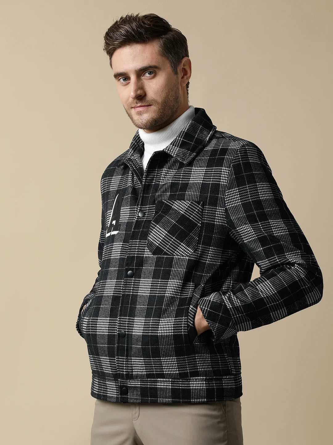 Discover a stylish wardrobe upgrade with the Men's Checkered Tweed Shacket, featuring a quilted lining inside. Available online from Fort Collins and perfect for any location in India.