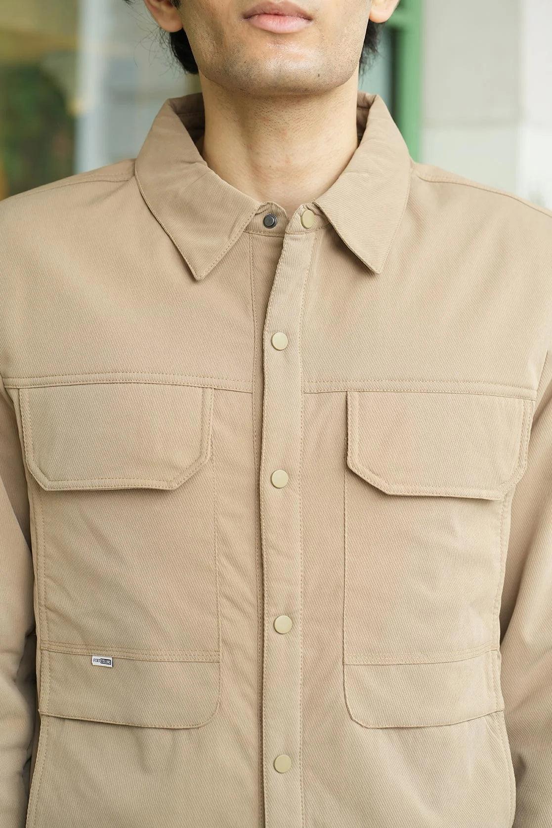 Shop the Fort Collins Men's Classic Twill Utility Shacket in Khaki now available online in India.