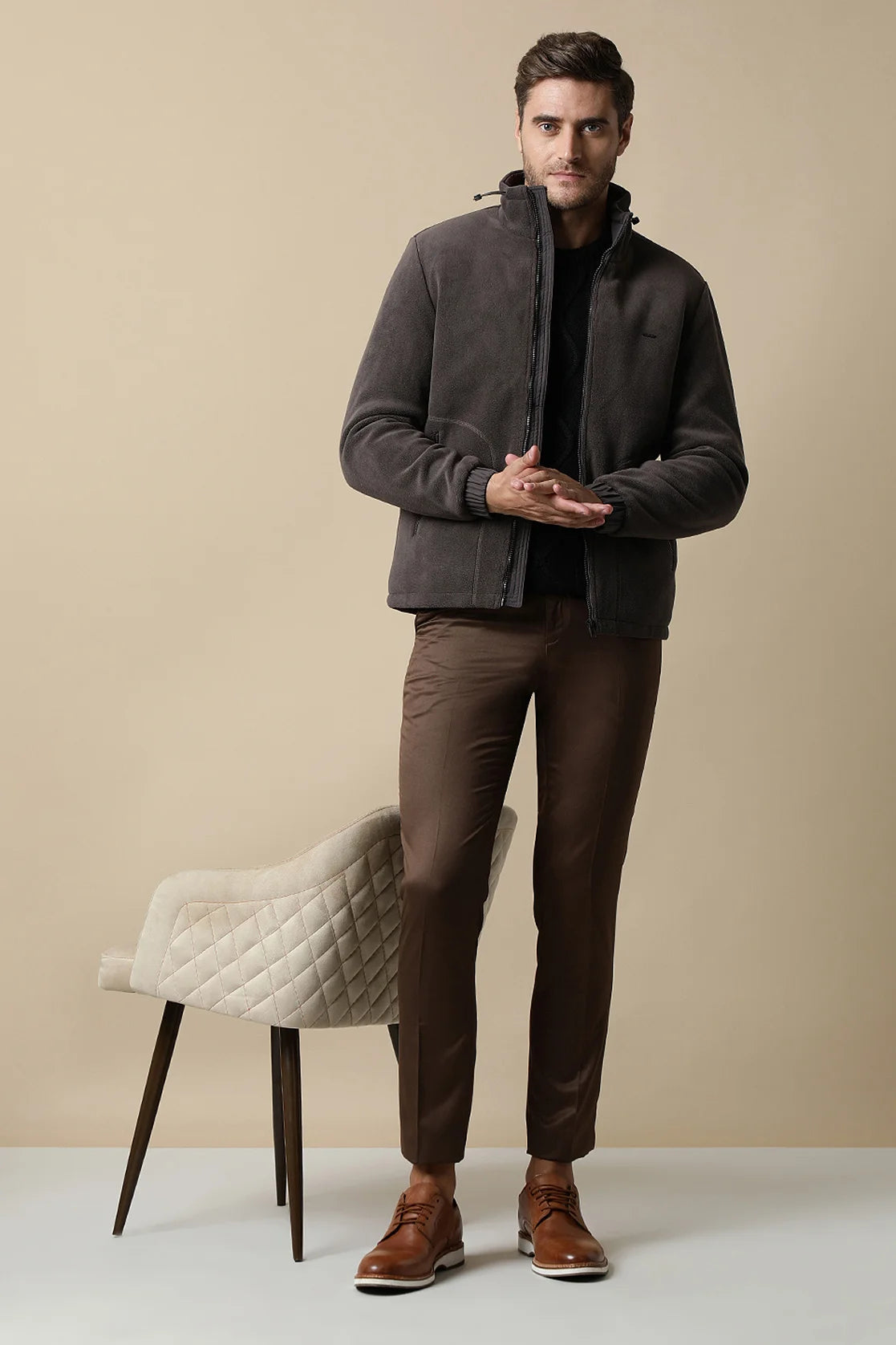 Upgrade your wardrobe with the Fort Collins Men's Coffee Brown Fleece Jacket, featuring a convenient zip-up front. Shop now for this stylish addition to your wardrobe, available online from anywhere in India.