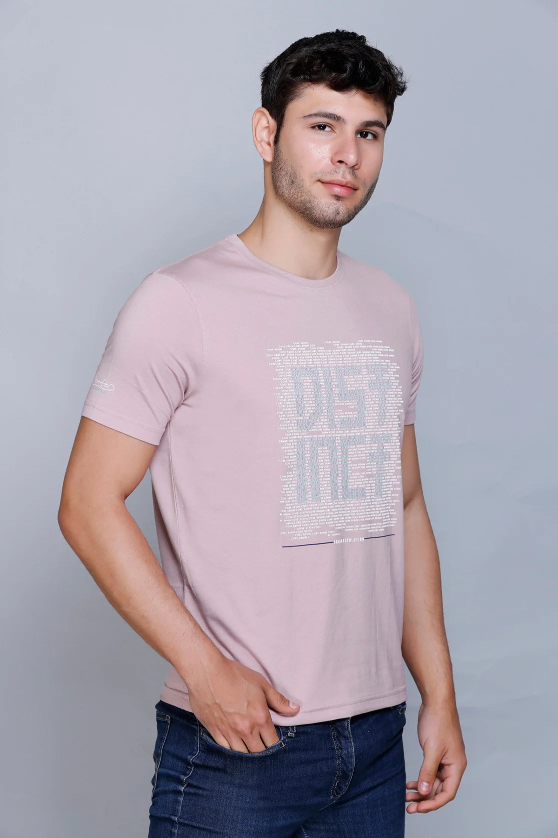 Men's Pink Cotton Blend Graphic Print Round neck T-Shirt