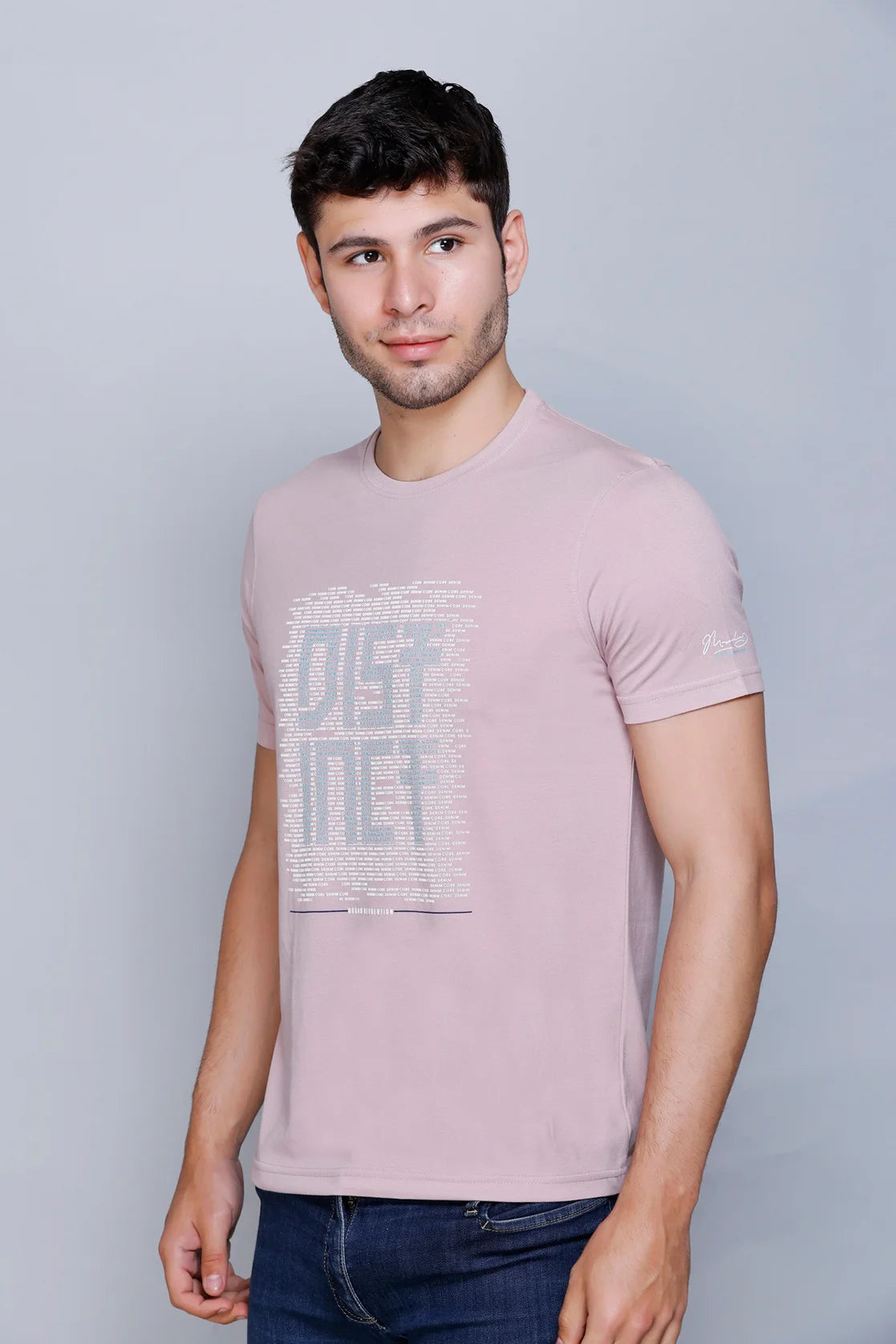 Men's Pink Cotton Blend Graphic Print Round neck T-Shirt