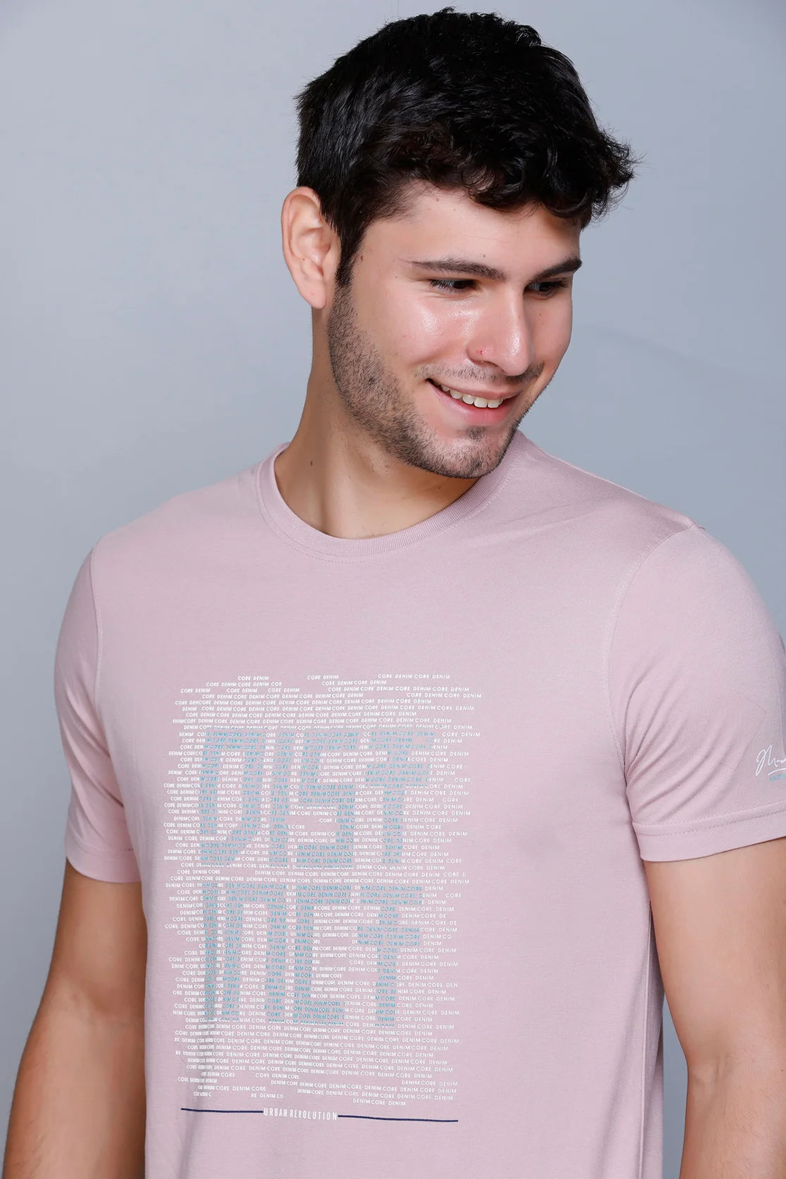 Men's Pink Cotton Blend Graphic Print Round neck T-Shirt