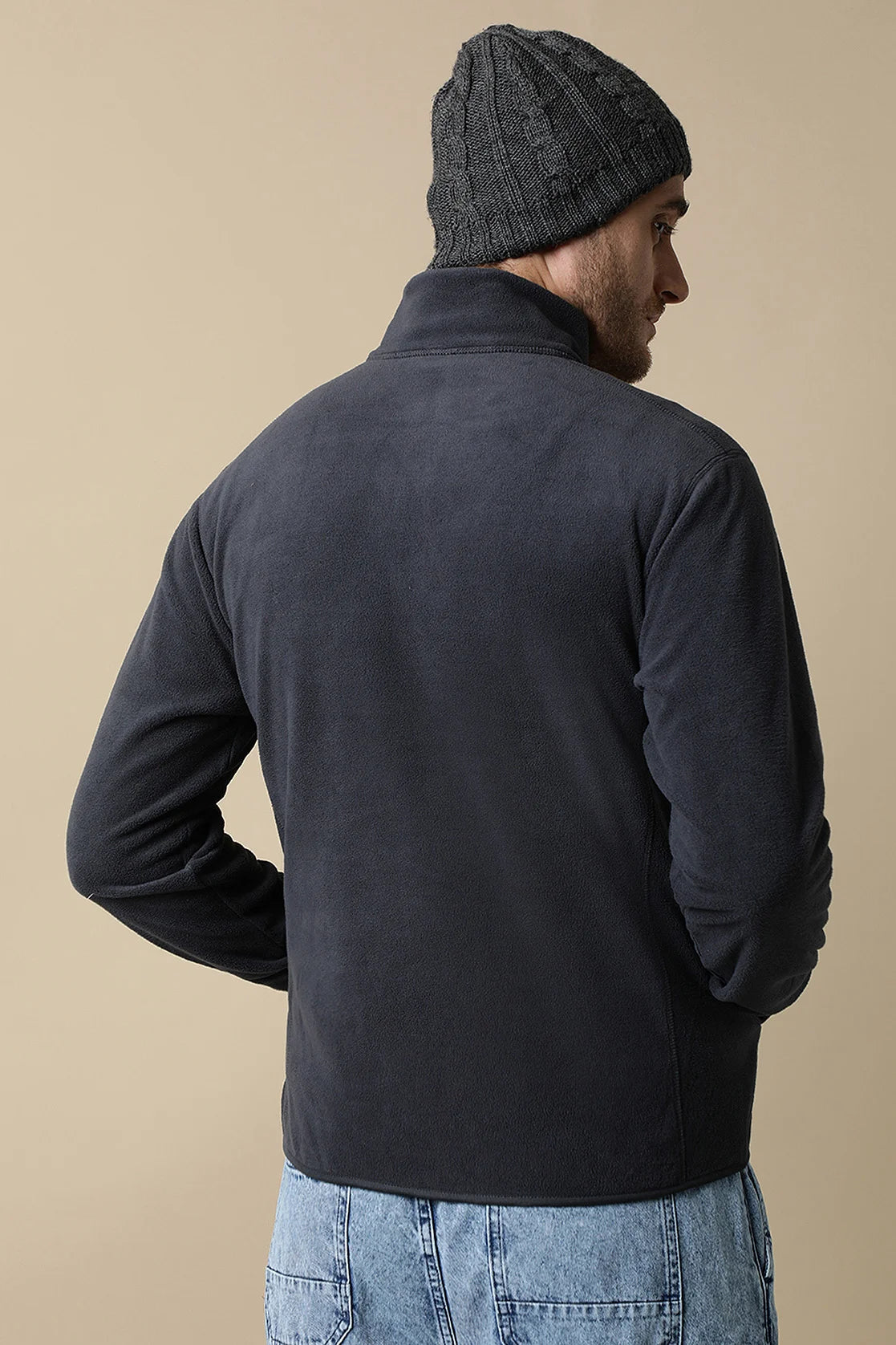 Men's Dark Grey Full-Zip Fleece Jacket