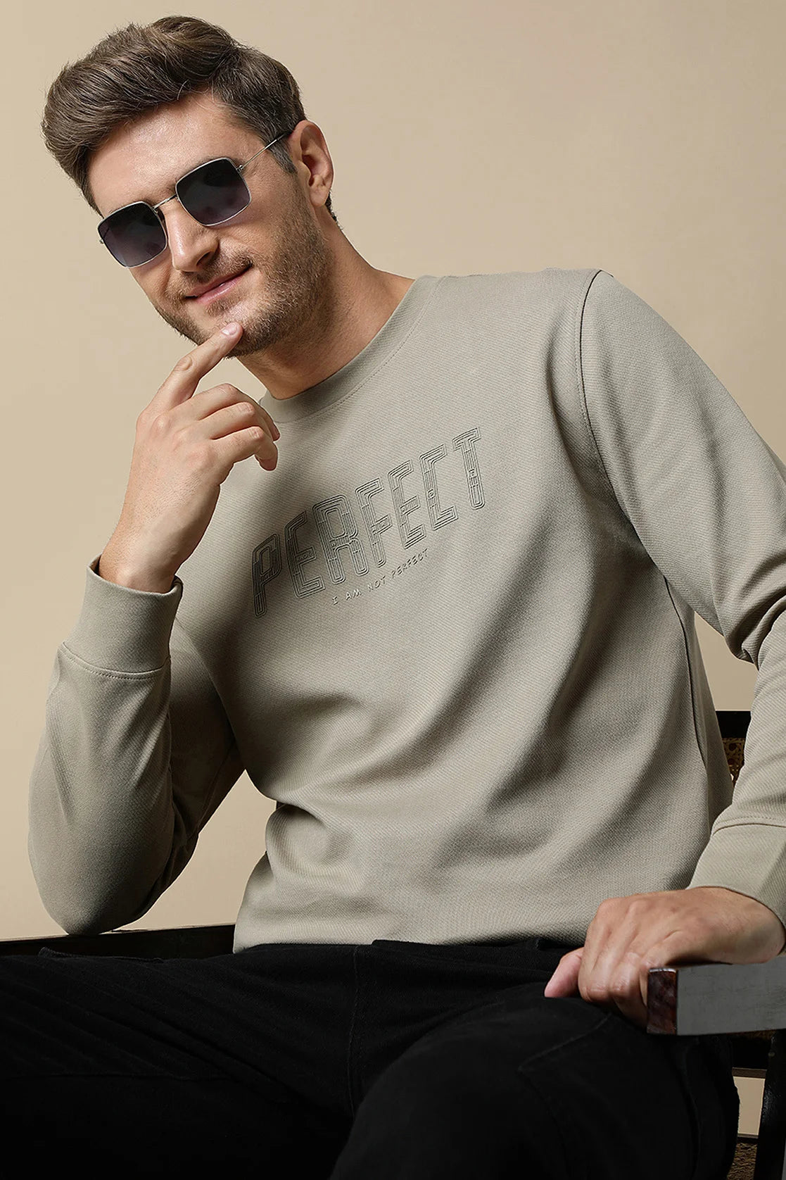 Up your style game with the Men's Fawn Round Neck Sweatshirt, featuring an embossed chest print by Fort Collins. Now available for purchase online from anywhere in India.