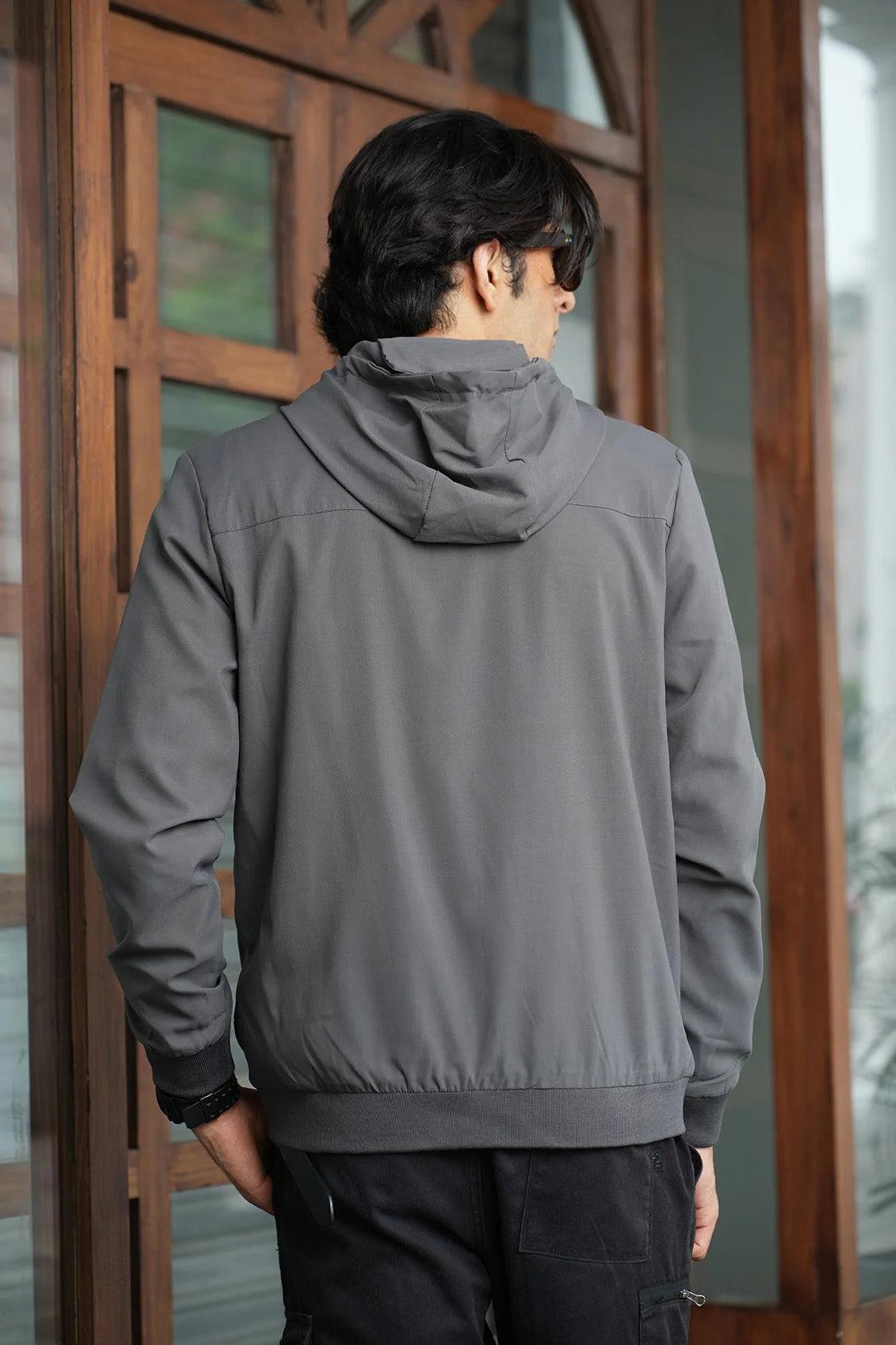 Discover Fort Collins Men's Grey Windbreaker Jacket with Adjustable Hood, available for purchase online in India.