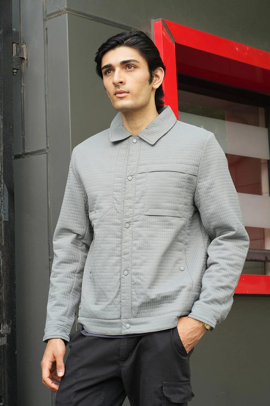 Expertly crafted for men, the Fort Collins Grey Structured Fabric Shacket provides a sophisticated and stylish addition to any wardrobe.