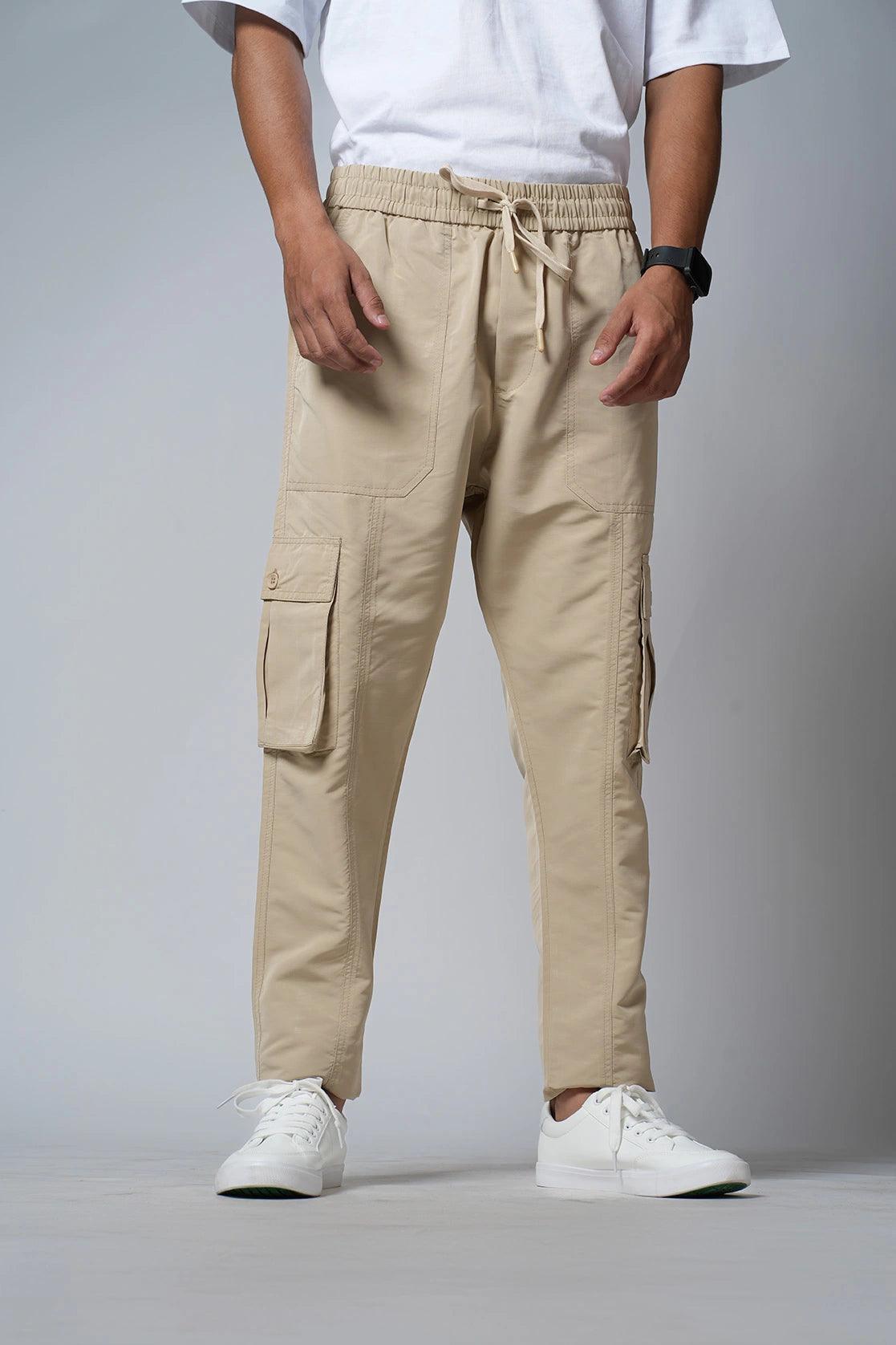 Buy Fort Collins Men's Khaki Regular Fit Cotton Cargo Track Pant Online in India