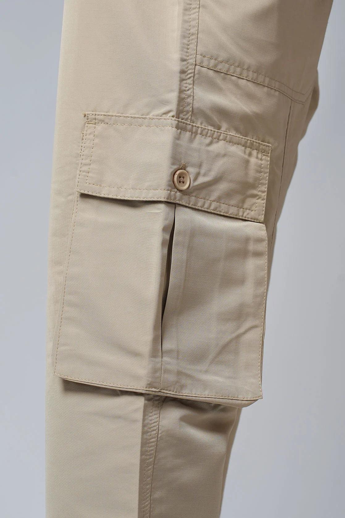 Discover the Fort Collins Men's Khaki Regular Fit Cotton Cargo Track Pant, available for purchase online in India.