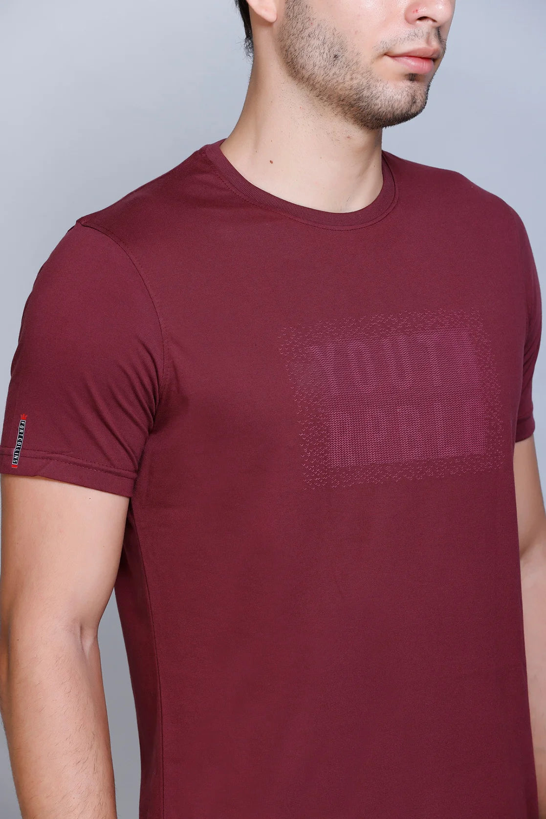 Men's Maroon Cotton Blend Graphic Print Round neck T-Shirt