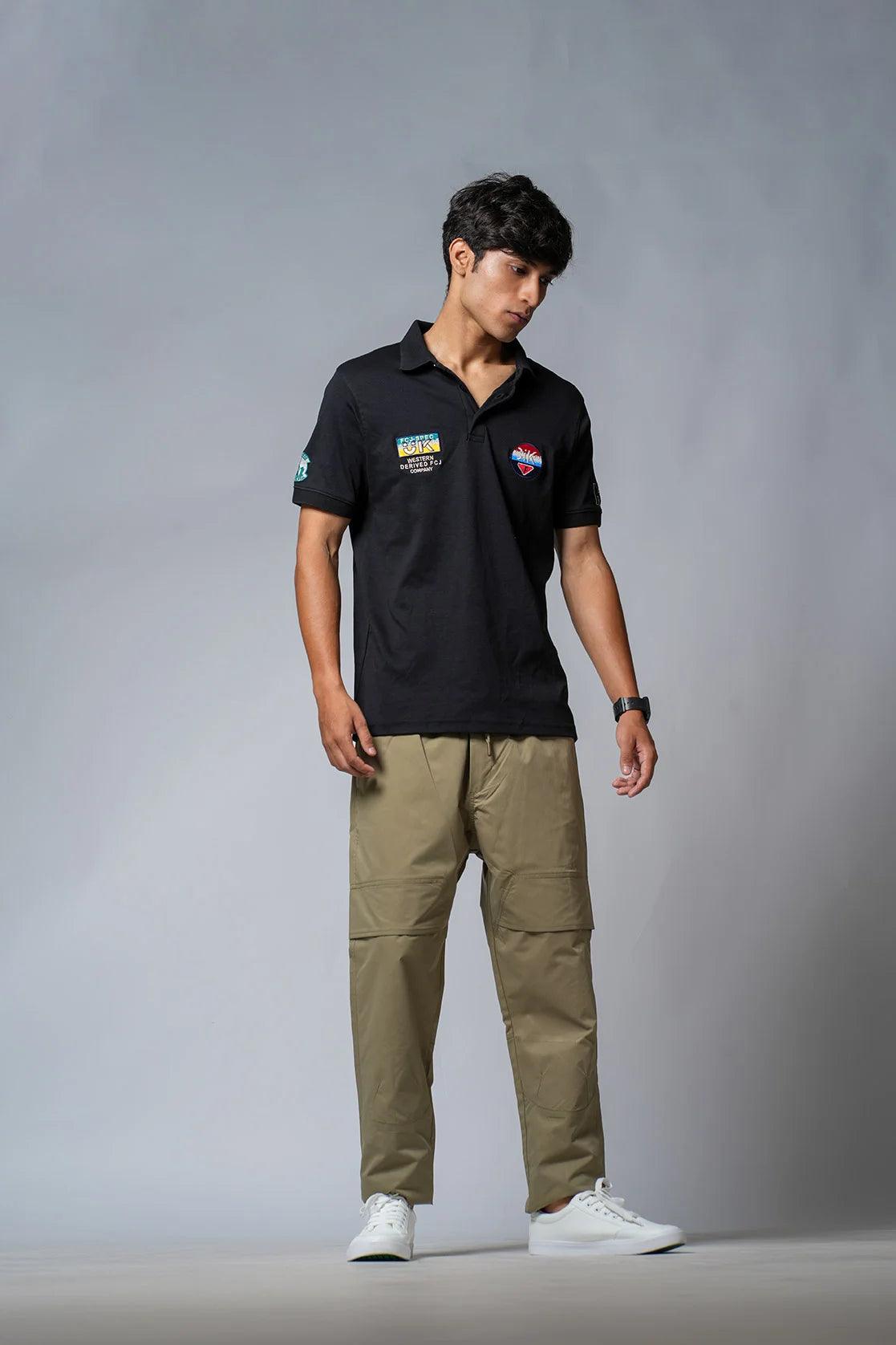 Discover high-quality Men's Olive Poly Twill Cargo Track Pants with Zipper Pockets, available for purchase online in India from Fort Collins.