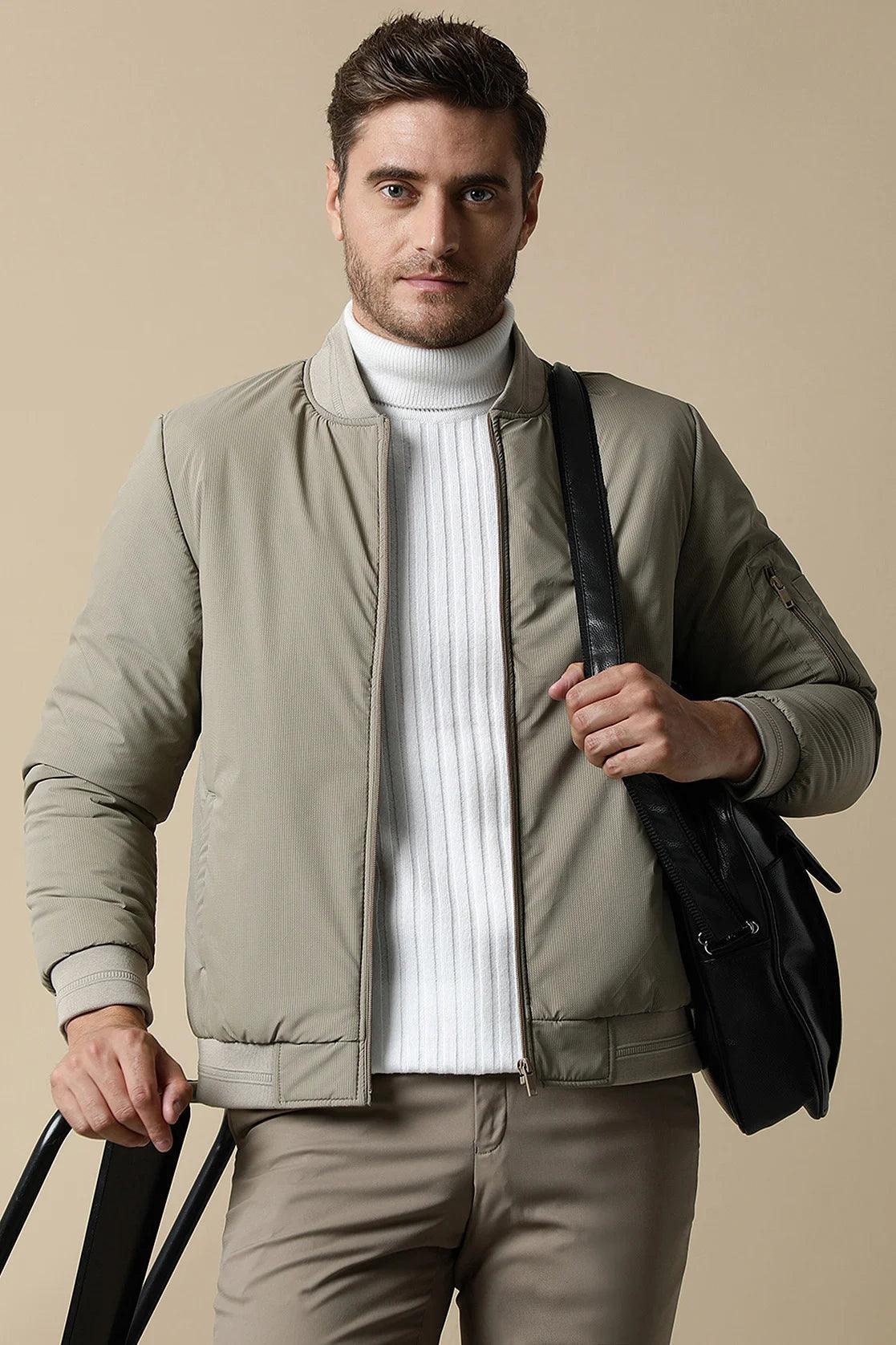 Fort Men Buy Men's Camel Lightweight Jacket with Ribbed Collar By Fort Collins ...