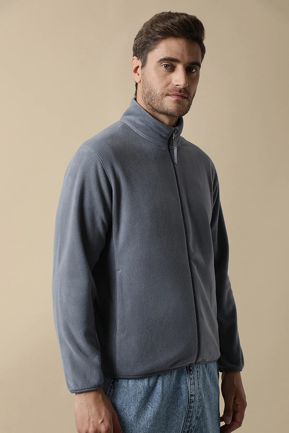 Upgrade your wardrobe with the Fort Collins Men's Steel Grey Full-Zip Fleece Sweatshirt. Shop online from anywhere in India for a stylish addition to your collection.