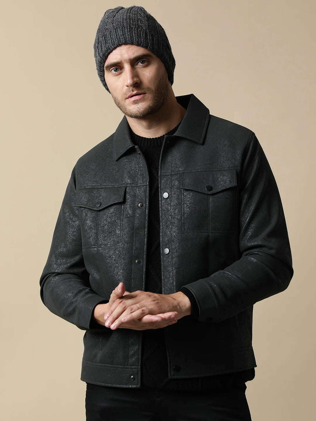 Upgrade your wardrobe with the Fort Collins Men's Stylish Bonded Fabric Shacket in Black, now available for online purchase from anywhere in India. Enhance your style with this trendy piece, perfect for any occasion.