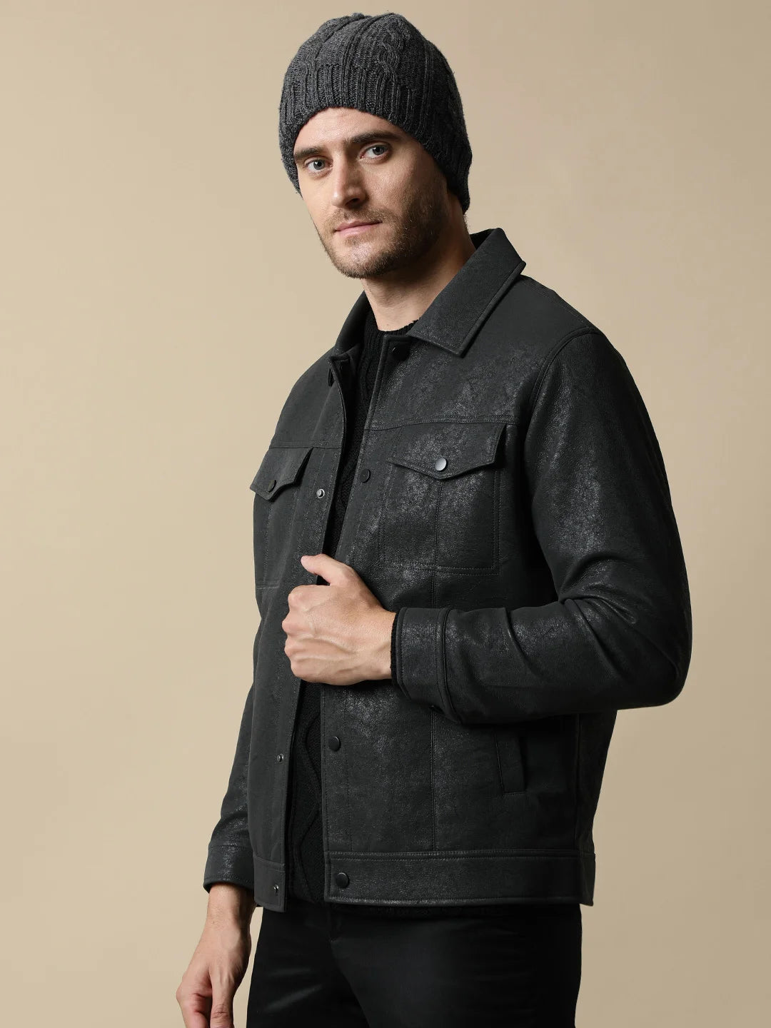 Upgrade your wardrobe with the Fort Collins Men's Stylish Bonded Fabric Shacket in Black. Available for online purchase, no matter where you are in India.