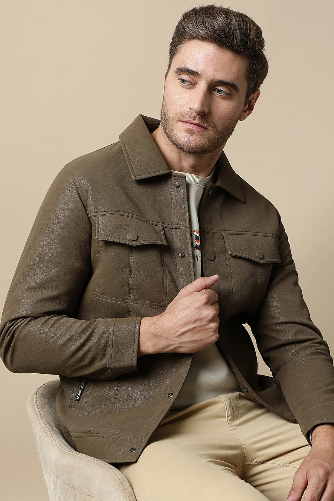 Upgrade your wardrobe with the Men's Stylish Bonded Fabric Shacket in Brown by Fort Collins. Shop online for a trendy look from anywhere in India.