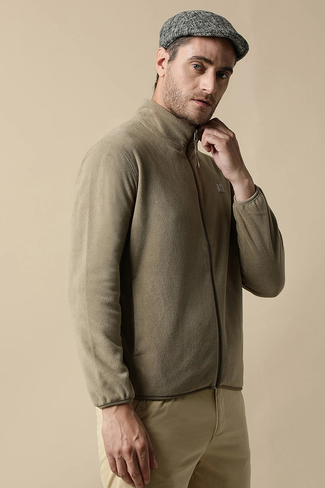 Explore the comfortable and stylish Fort Collins Men's Tan Full-Zip Fleece Sweatshirt, available for purchase online from anywhere in India.