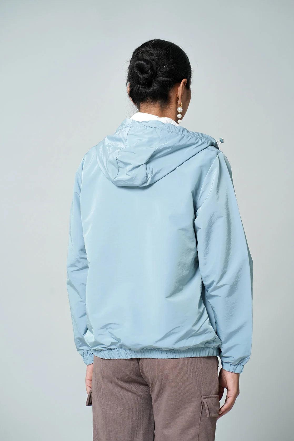 Women s Light Blue Windbreaker Jacket with Mesh Net Lining