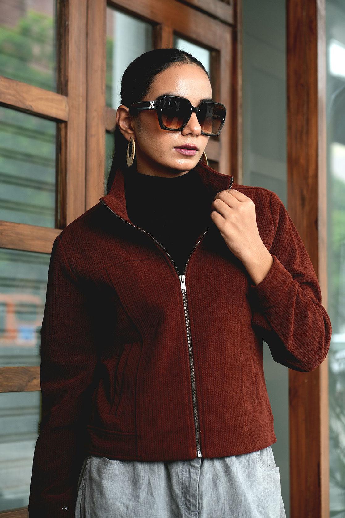 Upgrade your wardrobe with the Fort Collins Women's Brown Corduroy Jacket, now available for online purchase and delivery in India.