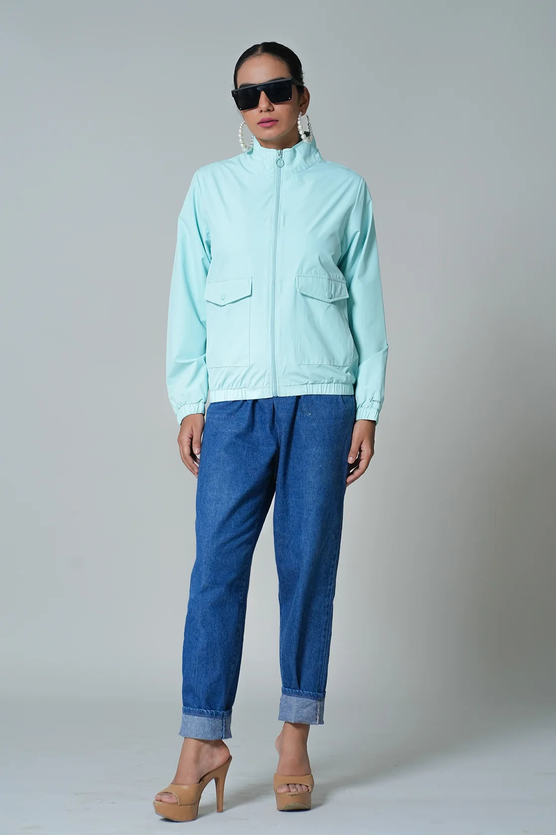 Light blue windbreaker womens best sale