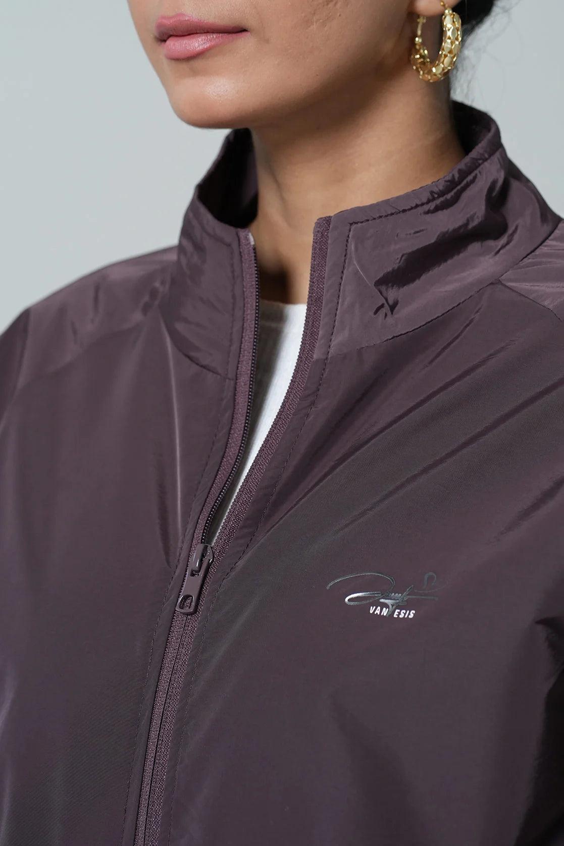 Fort Collins Women's Purple Windbreaker Jacket with Mesh-Net Lining. Shop now online for a trendy wardrobe upgrade from anywhere in India.