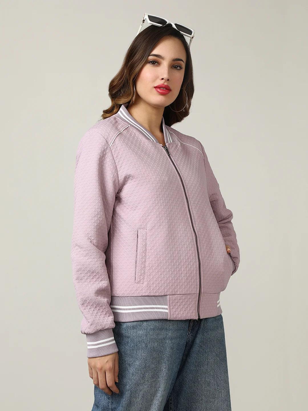 Discover the Women's Varsity Collar Self-Design Jacket by Fort Collins - the perfect addition to your wardrobe. Shop online now and enhance your style from anywhere in India.